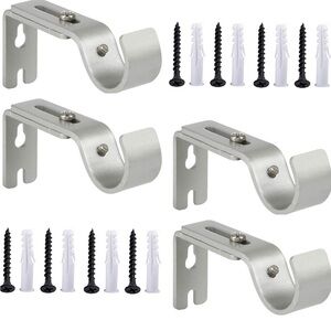 Silver Curtain Rod Brackets - Set of 4 - NEW